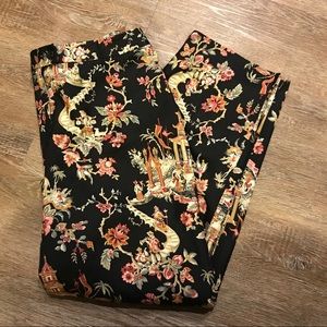 Talbots Petite Silk Asian Print Pant 12